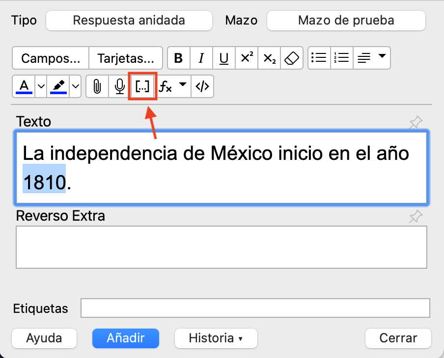 respuesta anidada en Anki