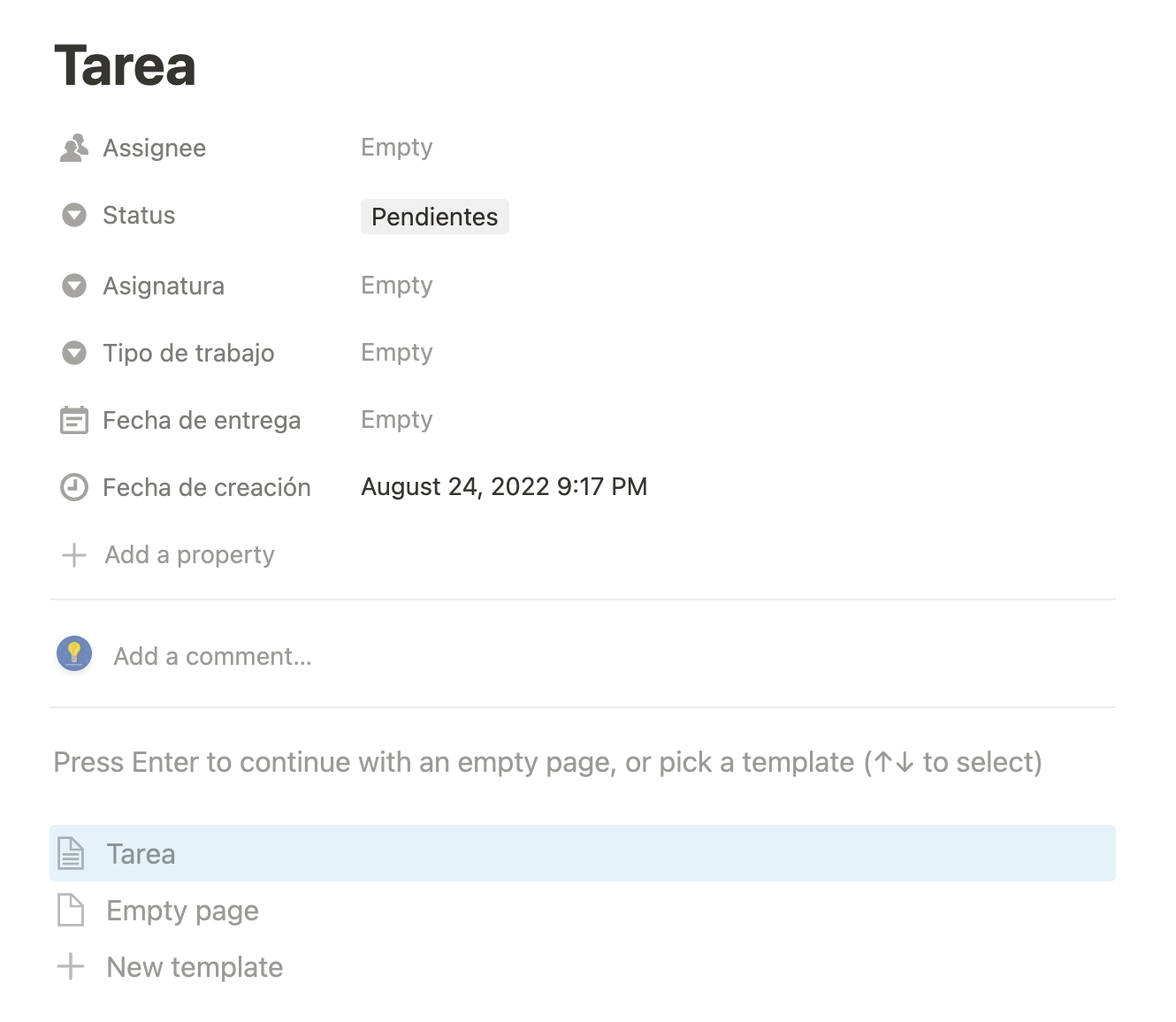 una tarea en el tablero kanban