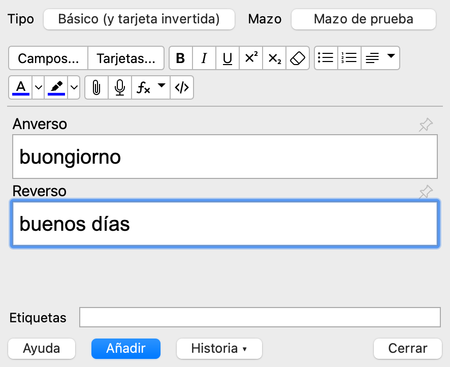 tarjeta invertida en anki